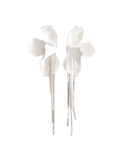 Laura Daili White Orchid Statement Earrings