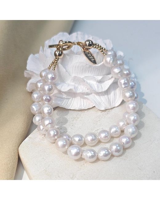 Farra White High Luster Freshwater Pearls Double Layers Bracelet