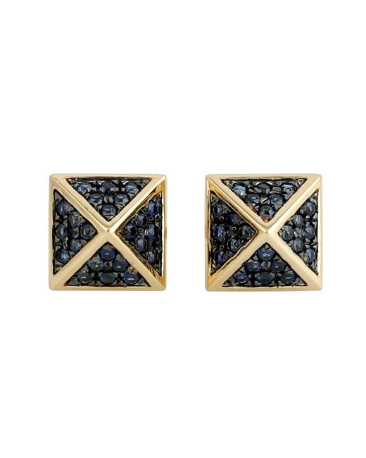 Artisan Metallic Sapphire Pyramid Stud Earrings