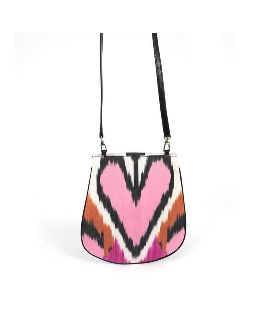 SJW BAGS LONDON Red Rhonda Ikat & Leather Crossbody Bag