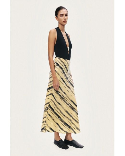 Nocturne Metallic Printed Lightweight Midi Skirt