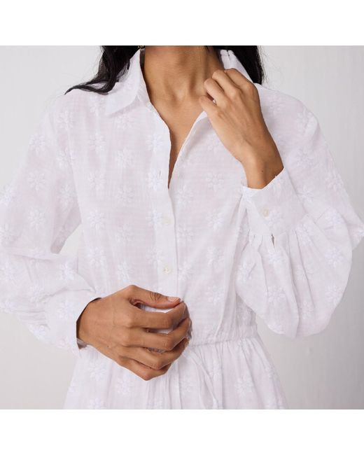 REISTOR White Embroidered Flowy Maxi Tiered Dress