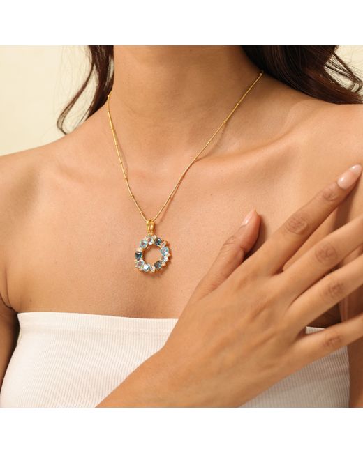 GEM BAZAAR Blue Topaz Trilogy Pendant