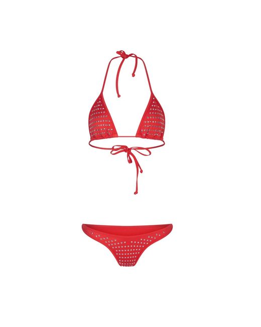 The Delarose Sisters Red Pammy Studded Bikini