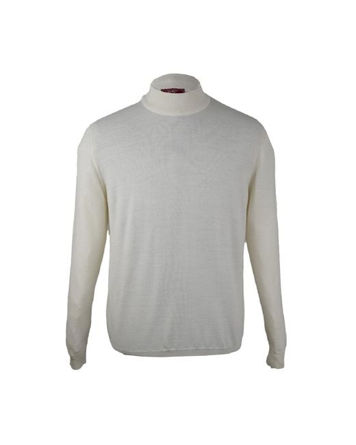 DAVID WEJ Gray Neutrals Dennis Wool Mock Turtle Neck Jumper for men