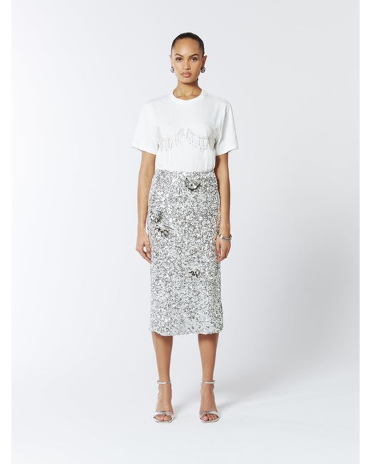 Sour Figs White Crystal Fringed T-Shirt