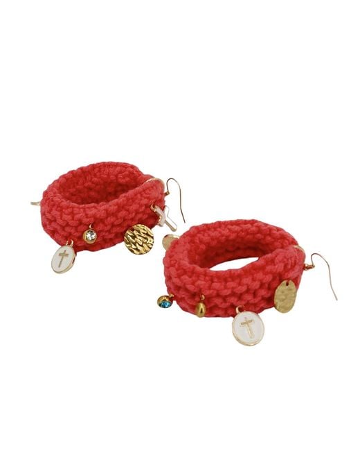 Hilo De Mar Red Drop Earrings With Charms