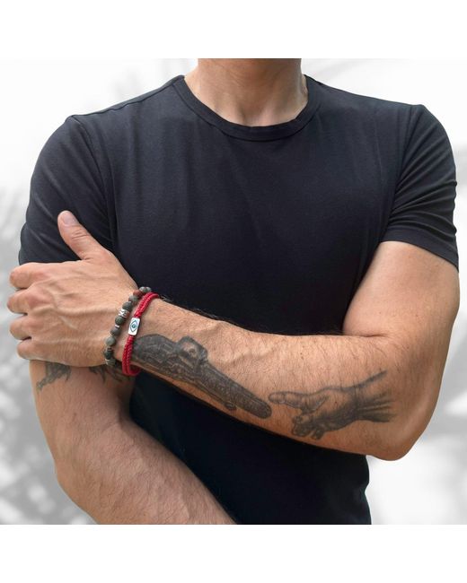Ebru Jewelry Brown Sterling Evil Eye Charm Rope Hope Bracelet for men