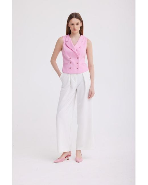 Georgette Pink Peony Buttoned Vest