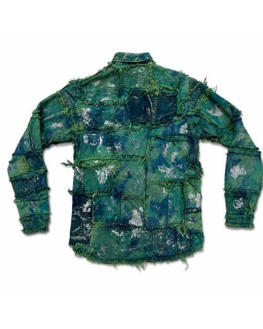 Zasta Studio Green Wearable Ruins Shredded Denim Colored Shirt A