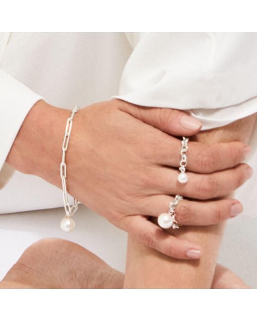 Ora Pearls Metallic Aelia Pearl Chain Ring