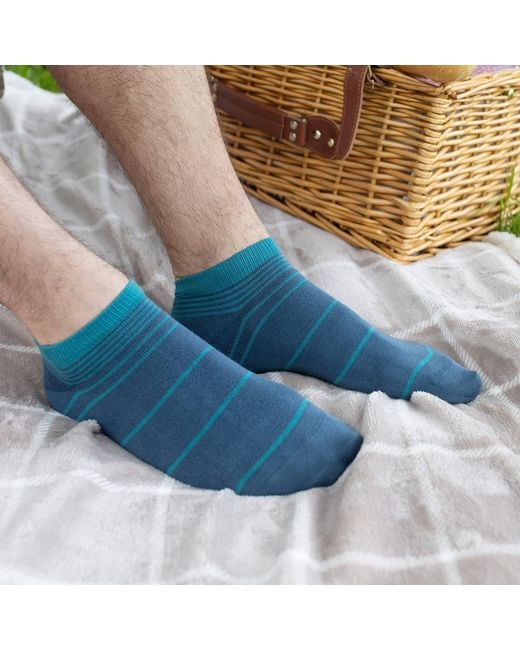 Peper Harow - Made in England Blue Peace Light & Retro Trainer Socks Bundle for men