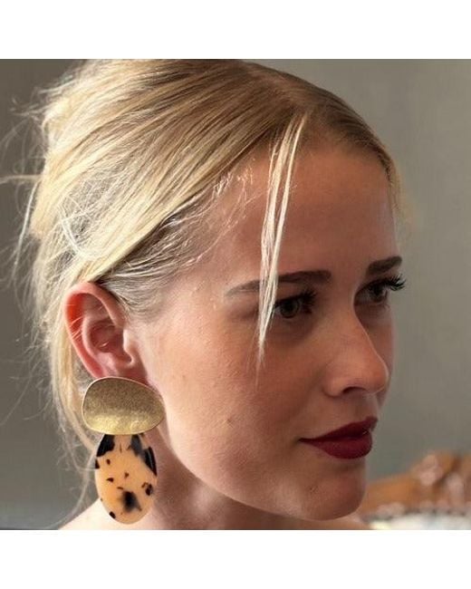 Michael Nash Jewelry Brown Chiara Worn And Tortoise Pierced Resin Drop Earrings