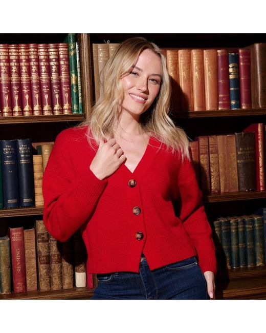 Porridge Knitwear Red Cashmere Lucy Cardigan