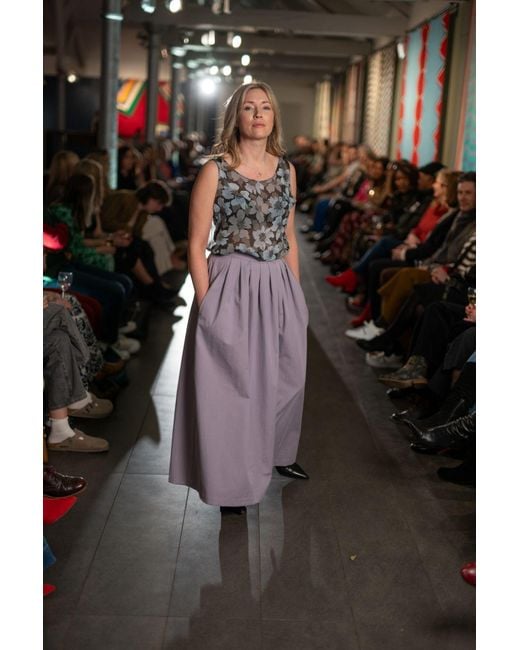 BEIRA Purple Anna Full-Length Lilac Pleated Cotton Skirt