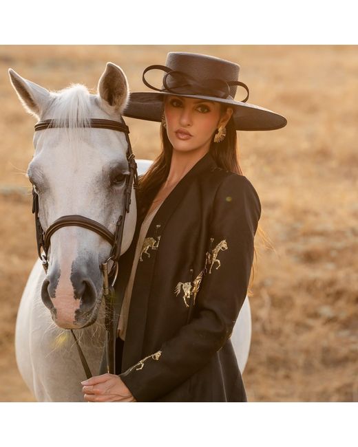 Roqaia Fashion House Black Horse Jacket
