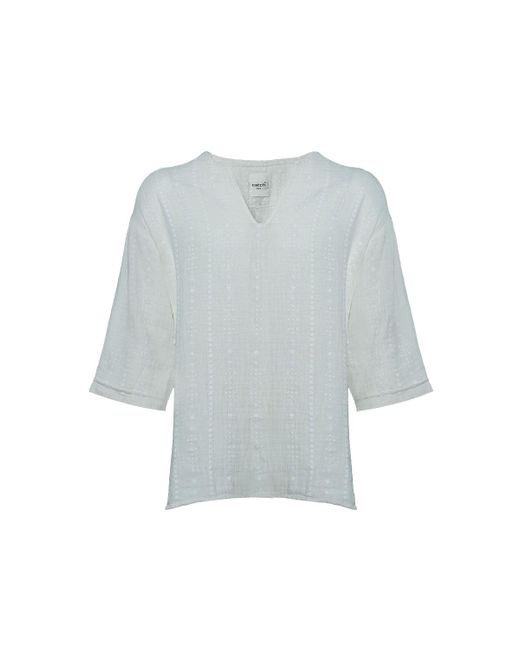 Monique Store Gray Neutrals V Neck Ecru Shirt for men