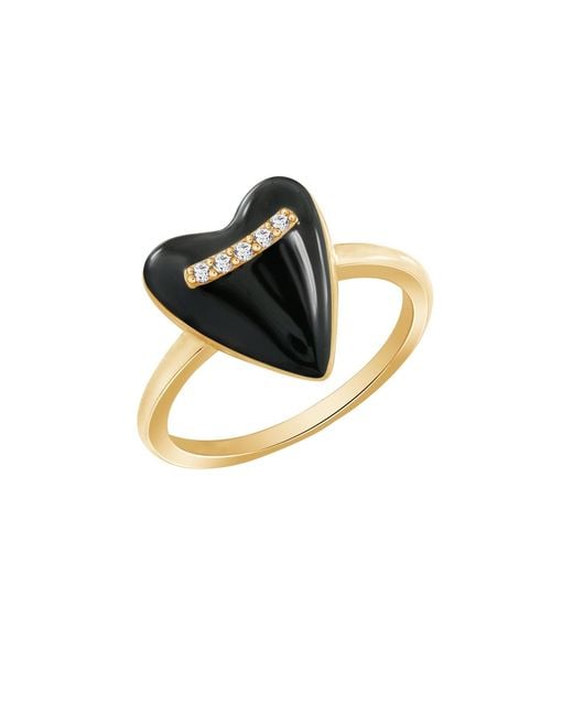 Diamonbliss Metallic Puffy Heart Ring, Enamel