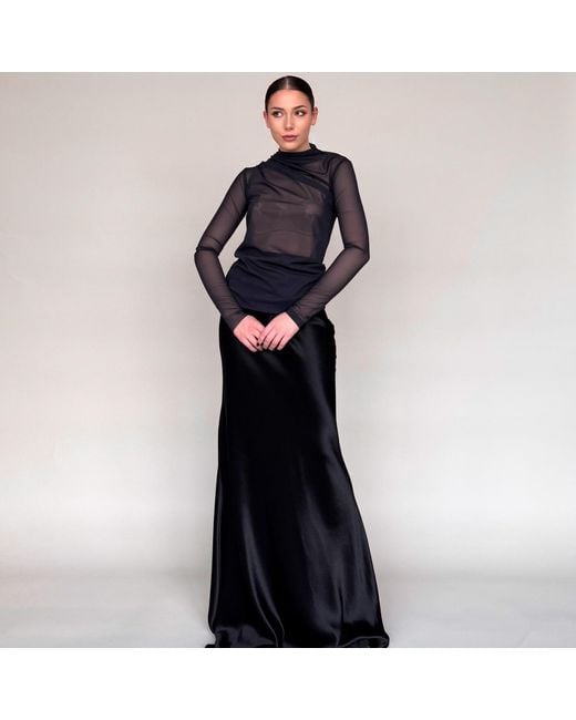 concept A trois Black Tulle Blouse