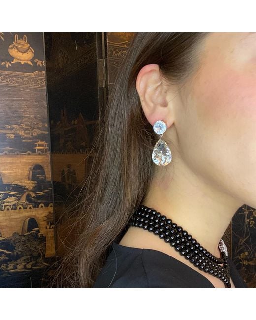 Michael Nash Jewelry Metallic Neutrals Marina Large Pear-Faceted Crystal Drop Pierced Earrings