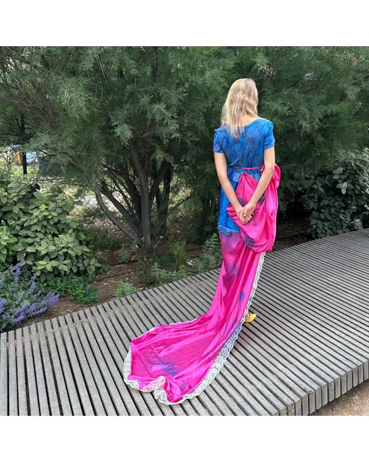 Miro Misljen Purple Draped Maxi Dress