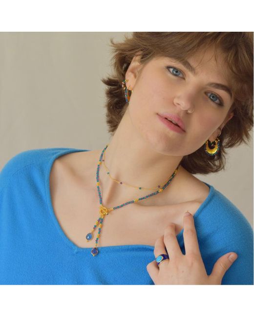 GEM BAZAAR Metallic Sapphire Bay Chain