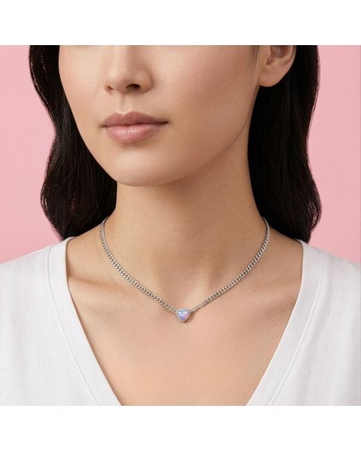 BLOOMTINE | Earth Angel HQ Blue Loves Frequency Mini Plated Fire Opal Heart Choker Necklace