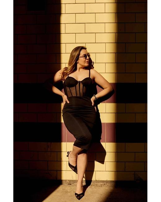 The Gt Atelier Black Leather Corset Bodycon Dress