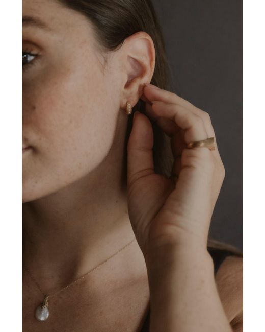 Claire Hill Designs Metallic Pearl Huggie Hoop Earrings