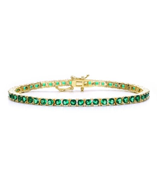 Genevive Jewelry Green Genevive Sterling Plated With Emerald Cubic Zirconia Tennis Bracelet