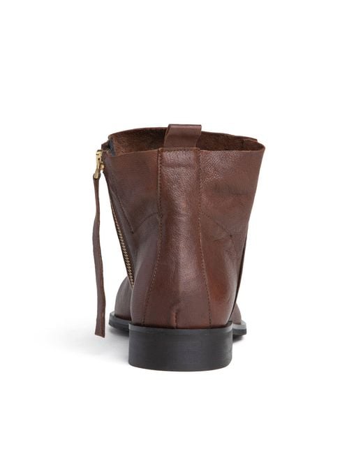 Beautiisoles by Robyn Shreiber Made in Italy Brown Renata Leather Flat Ankle Bootie