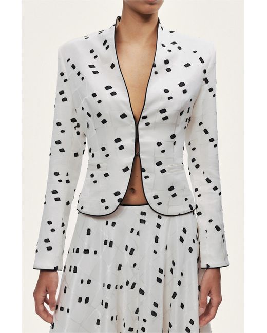 Nocturne White Printed Tailored Jacket