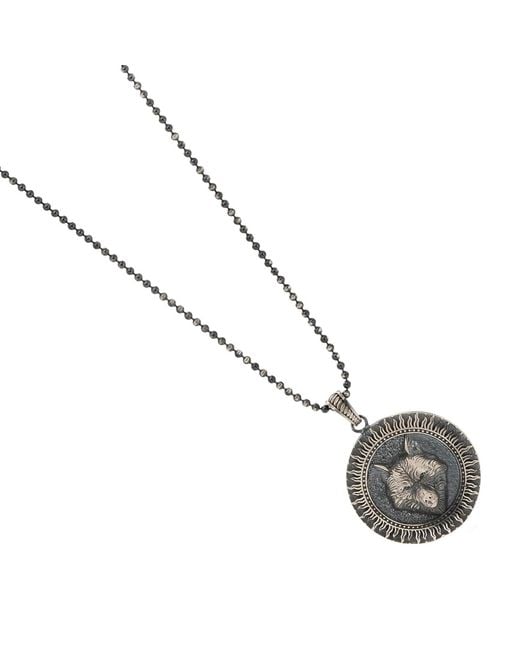 Ebru Jewelry Metallic Sterling Silver Powerful Wolf Symbol Pendant Necklace for men