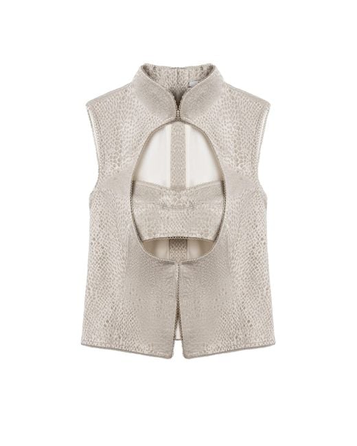 Nocturne White Braid-Trim Bustier Top With Built-In Bra