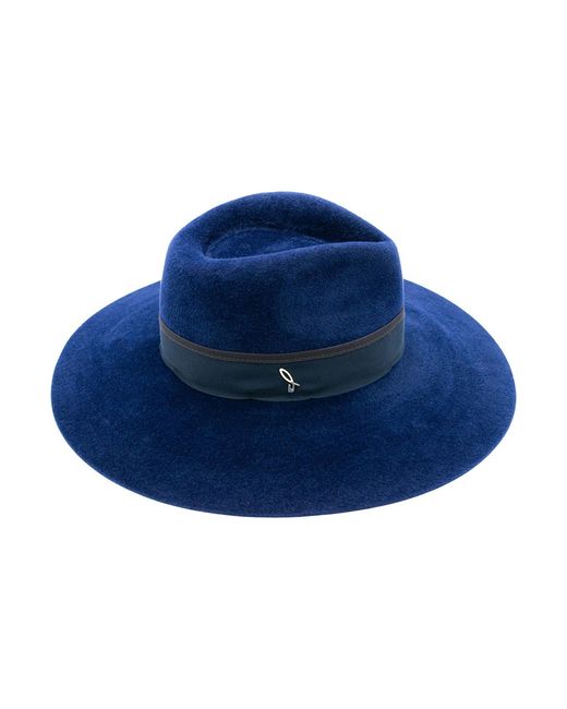 DORIA 1905 Blue Wide-Brim Velour Lapin Felt Hat