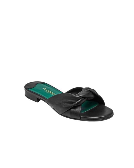 Florrie Black Emma Flat Leather Sandal