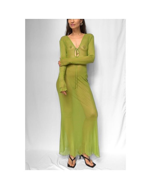 Alia Studio Green Améthyste Maxi Mesh Dress