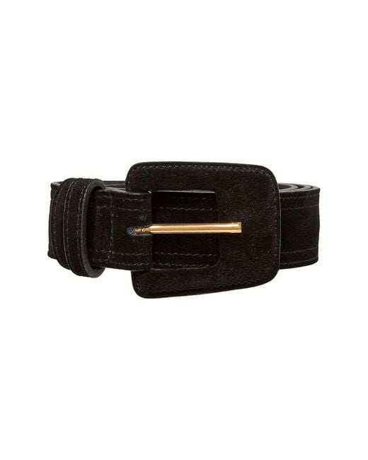 BeltBe Black Suede Rectangle Buckle Belt