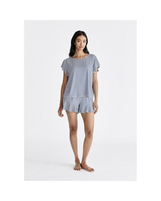 Paisie Blue Frill Pyjama T-Shirt And Shorts