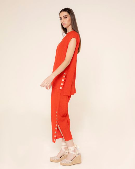 Niza Red Linen Top Cannes