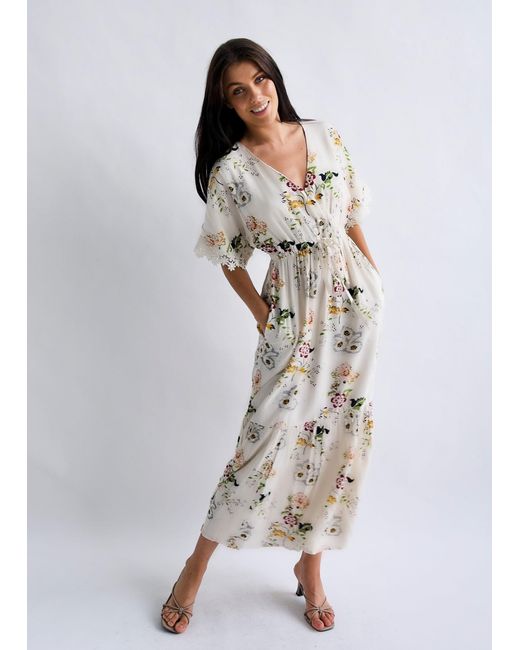 Why Mary Natural Vintage Garden Party Floral Maxi Dress