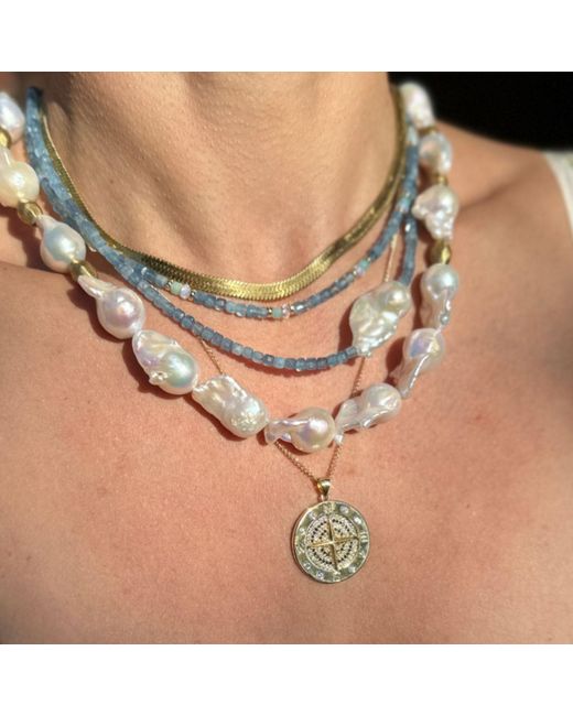 Rachel Nathan Blue Mini Beaded: Santa Maria Aquamarine & Amazonite Necklace