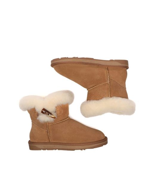 EverAu Australia Brown Robin Horn Toggle Button Mini Boots