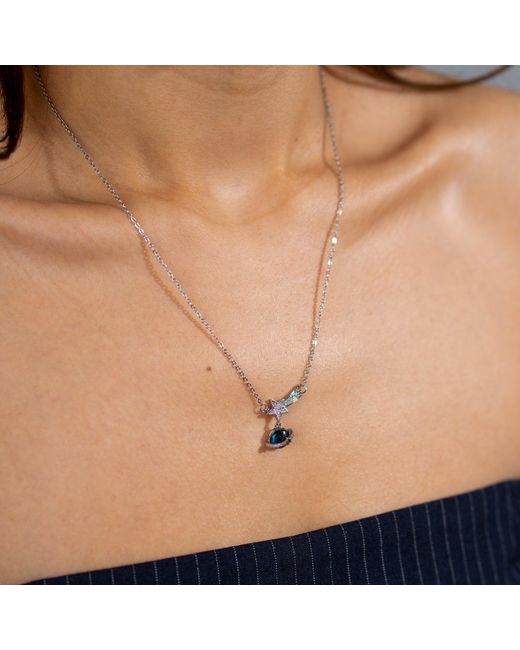 Ebru Jewelry Metallic Cosmic Journey Opal Star Drop Necklace