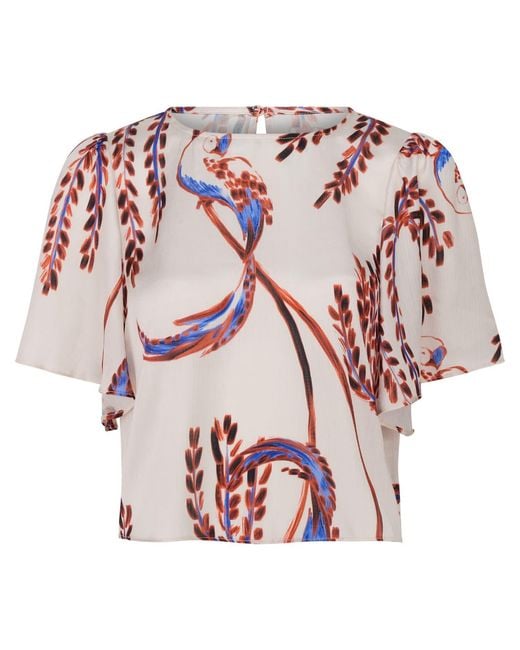 Traffic People Pink Birds Of A Feather Cream And Rene Short Sleeve Blouse
