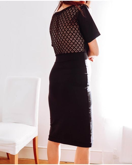 Sophie Cameron Davies Black Lace Back Jersey Midi Dress