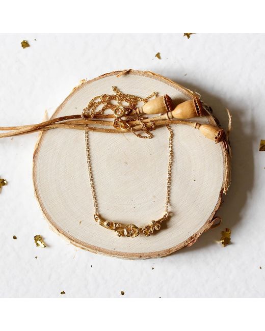 Lee Renee Metallic Poppy & Poppy Seedpod Necklace