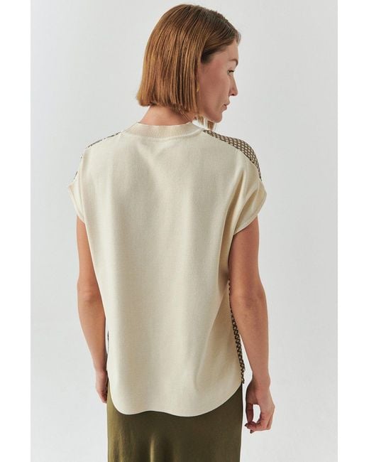 Exquise Gray Penny Sleeve Crew Neck Blouse