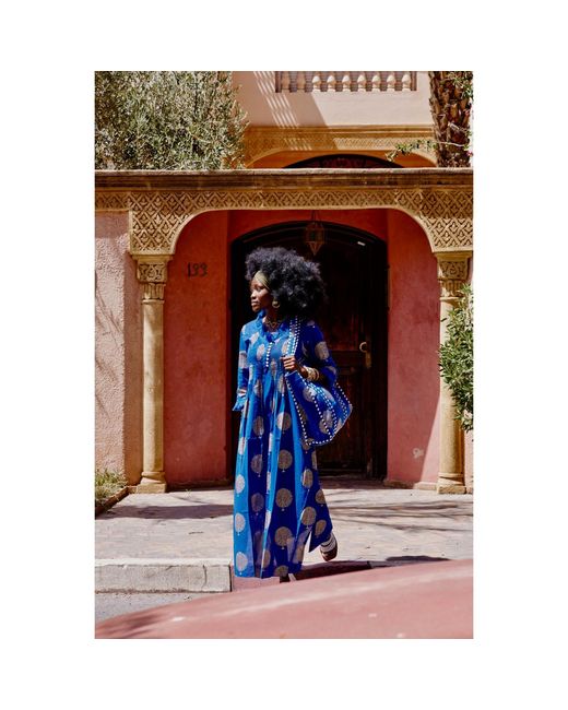 At Last Blue Cotton Annabel Maxi Dress