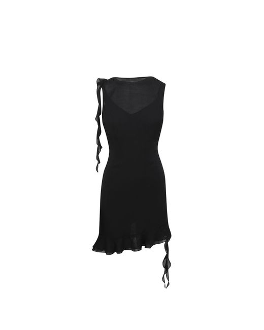 House of Ika Black Asymmetric Flow Viscose Dress